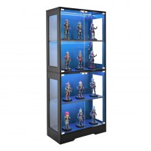 VEVOR Lighted Display Cabinet with Glass Doors 65 in Tall 4-Tier Curio Cabinet