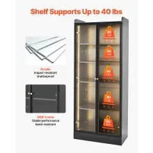 VEVOR Lighted Display Cabinet with Acrylic Doors 67 in Tall 5-Tier Curio Cabinet