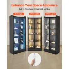 VEVOR Lighted Display Cabinet with Acrylic Doors 67 in Tall 5-Tier Curio Cabinet