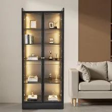 VEVOR Lighted Display Cabinet with Acrylic Doors 67 in Tall 5-Tier Curio Cabinet