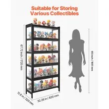 VEVOR Display Cabinet with Acrylic Doors 68 in Tall 5-Tier Wooden Curio Cabinet