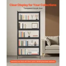 VEVOR Display Cabinet with Acrylic Doors 68 in Tall 5-Tier Wooden Curio Cabinet