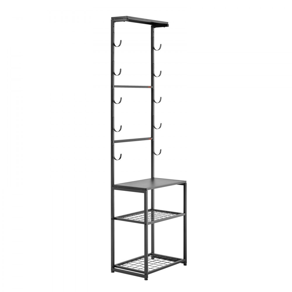 VEVOR Gun Rack, Floor Standing, Indoor Rifle Shotgun Rack Stand with Storage Shelf, for Wall Mount Gun Display Stand, Holds up to 5 Rifles, Heavy Duty Steel, for Home Garage Hunting Long Guns Storage