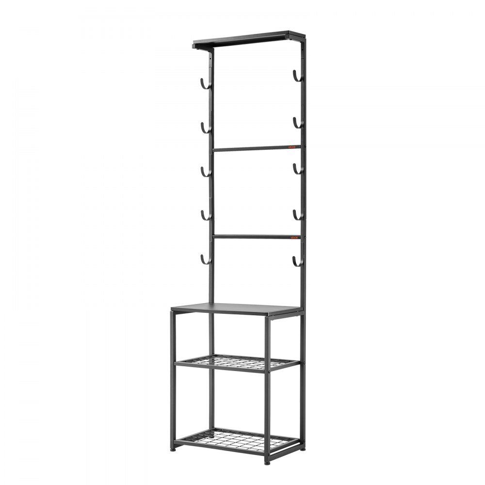 VEVOR Gun Rack, Floor Standing, Indoor Rifle Shotgun Rack Stand with Storage Shelf, for Wall Mount Gun Display Stand, Holds up to 5 Rifles, Heavy Duty Steel, for Home Garage Hunting Long Guns Storage