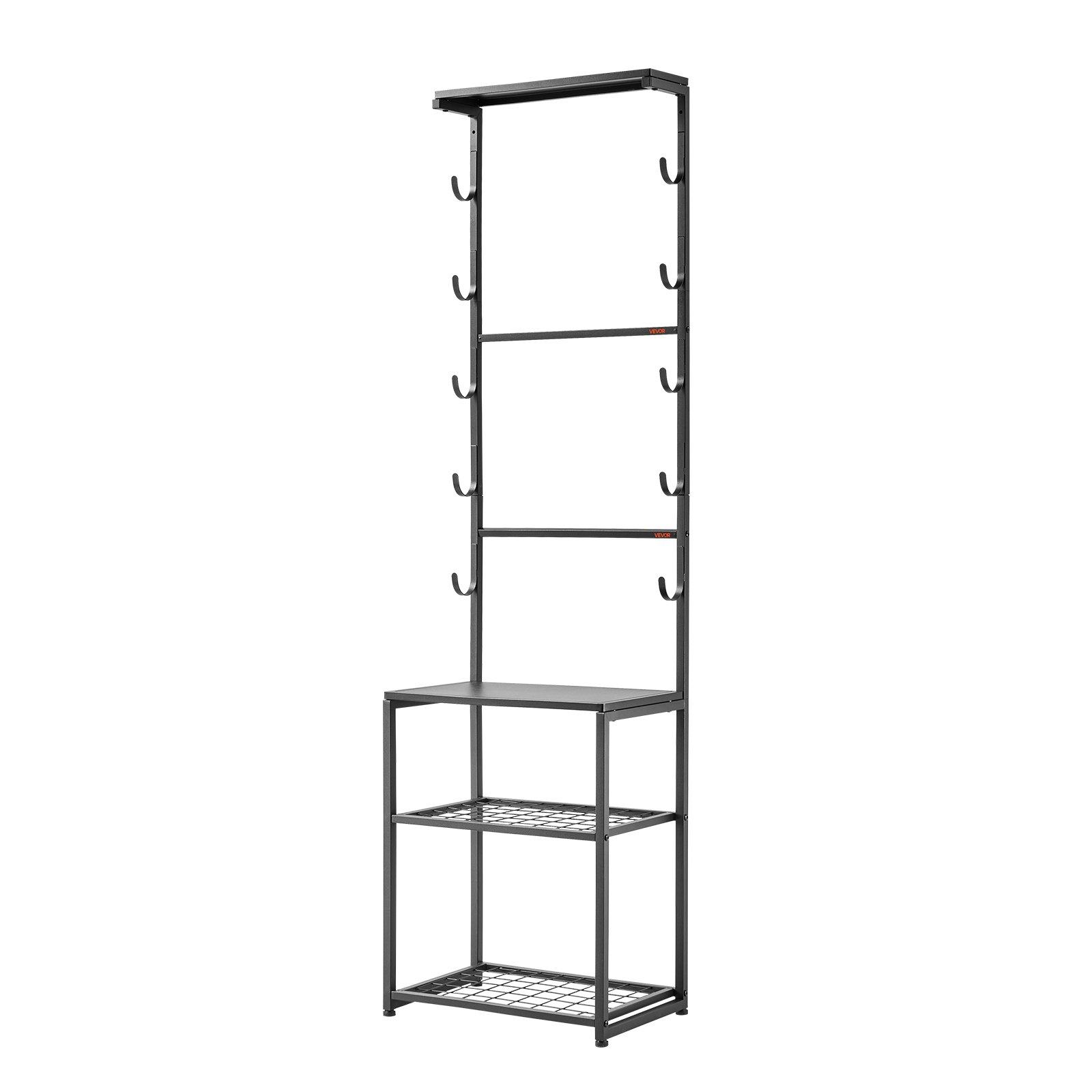 VEVOR Gun Rack, Floor Standing, Indoor Rifle Shotgun Rack Stand with Storage Shelf, for Wall Mount Gun Display Stand, Holds up to 5 Rifles, Heavy Duty Steel, for Home Garage Hunting Long Guns Storage