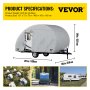 VEVOR Teardrop Trailer Cover, Fit for 16\' - 18\' Trailers, Upgraded Non-Woven 4 Layers Camper Cover, UV-proof Waterproof Travel Trailer Cover w/ 2 Wind-proof Straps, 1 Storage Bag and 1 Back Gate