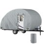 VEVOR Teardrop Trailer Cover, Fit for 12' - 15' Trailers, Upgraded Non-Woven 4 Layers Camper Cover, UV-Proof Waterproof Travel Trailer Cover w/ 2 Wind-Proof Straps and 1 Storage Bag
