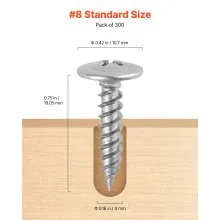 Screws #8 x 3/4 inch Self Drilling Drywall to Wood Stainless Steel 300pcs Home