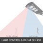 60W LED Solar Motion Sensor Light Arm Wall Street Light Lamp Remote Park