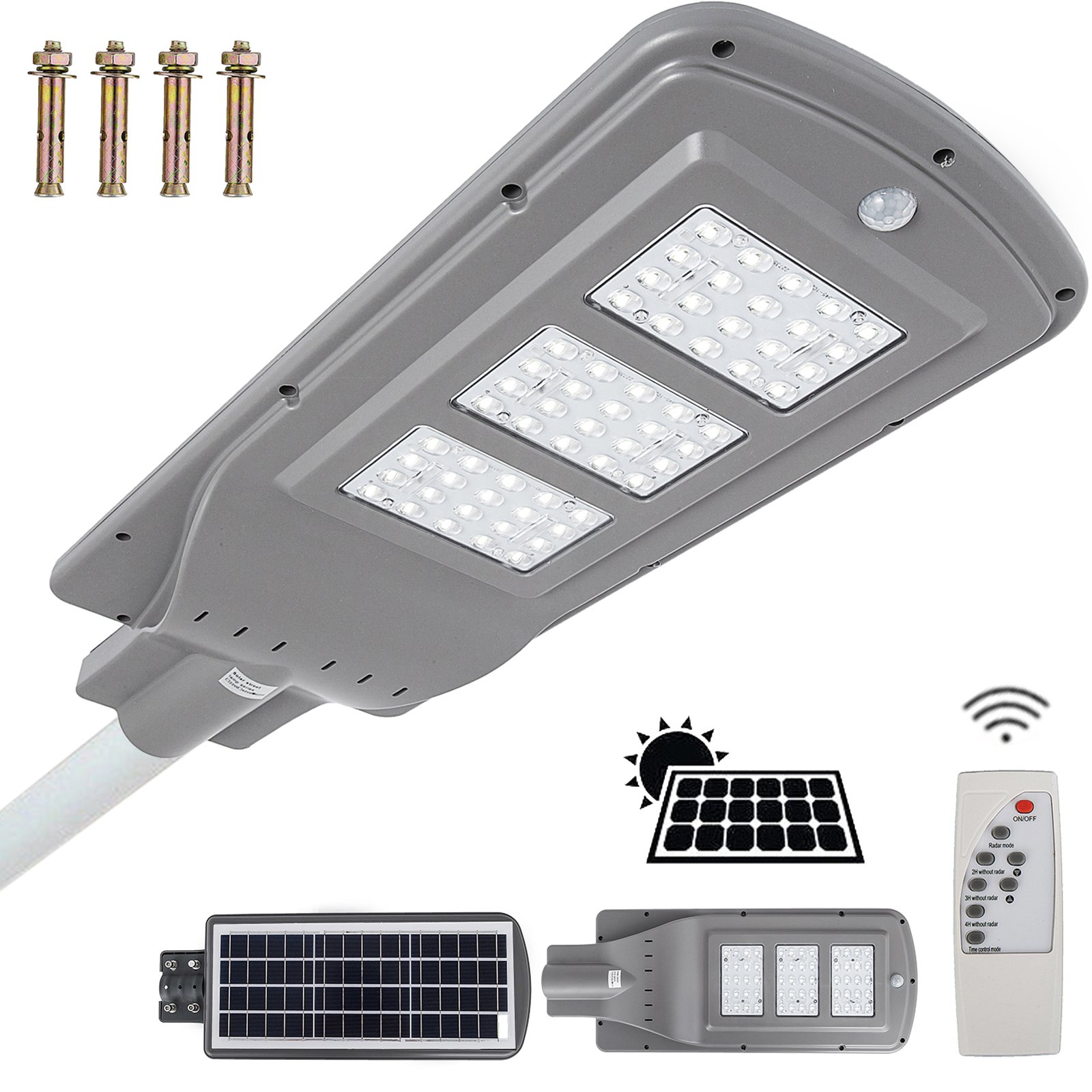 60W LED Solar Motion Activated Sensor Wall Street Light Lamp Courtyard Plaza
