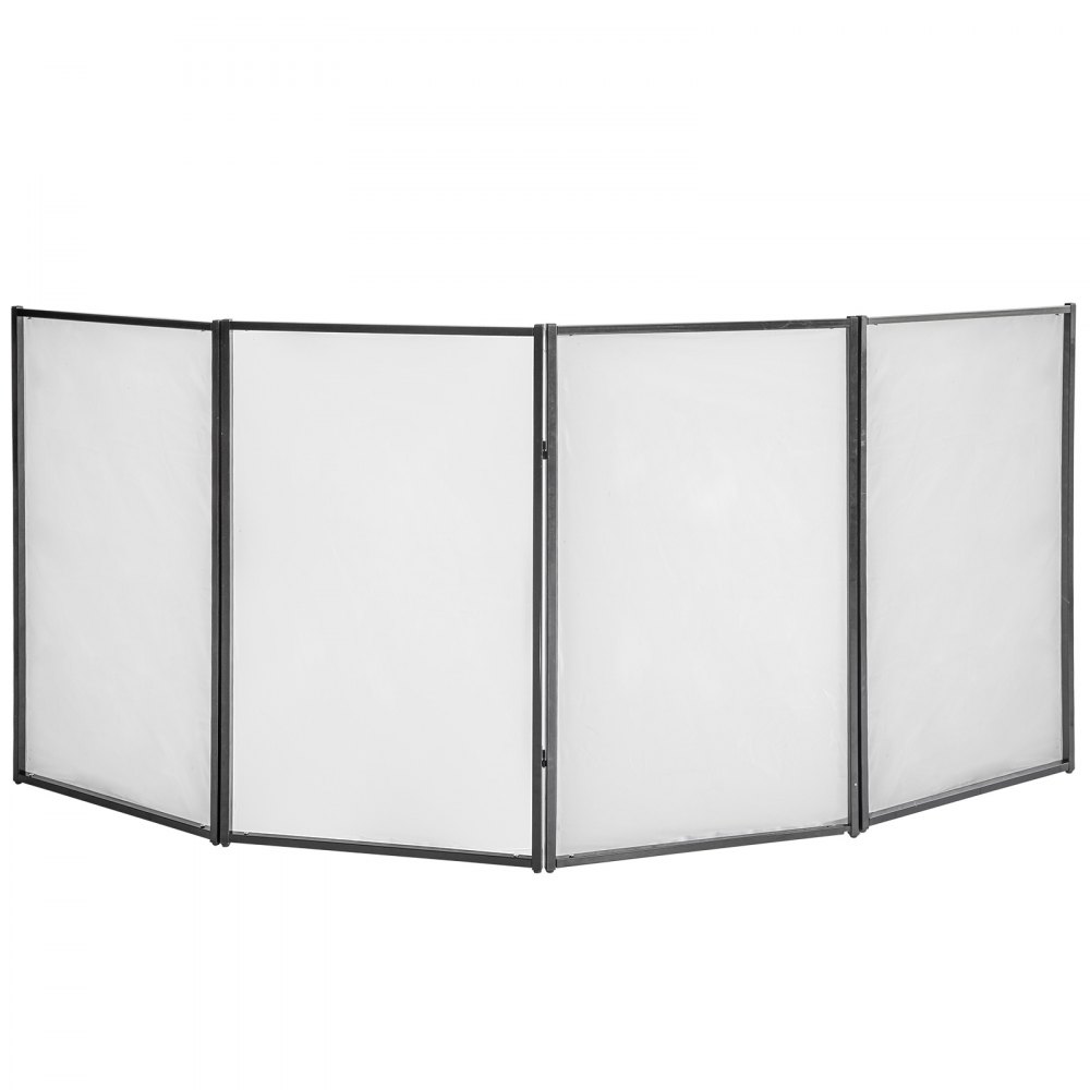 VEVOR DJ Facade Booth Portable 3.6FT Height DJ Event Facade Lightweight Metal Frame DJ Booth Cover 4 Detachable Polyester Sections Foldable Screen for DJ with Travel Bag DJ Front Board White and Black