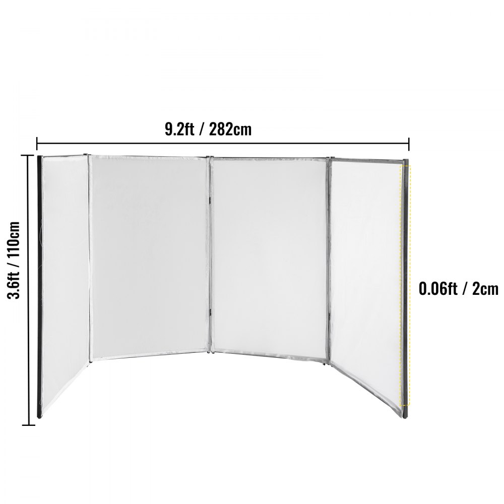 VEVOR DJ Facade Booth Portable 3.6FT Height DJ Event Facade Lightweight Metal Frame DJ Booth Cover 4 Detachable Polyester Sections Foldable Screen for DJ with Travel Bag DJ Front Board White and Black