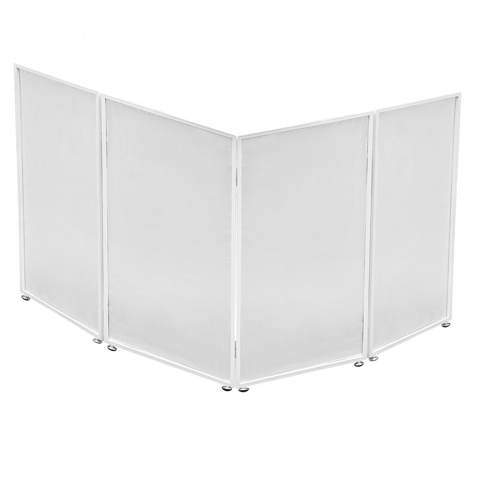VEVOR DJ Facade Booth Portable 3.6FT Height DJ Event Facade Lightweight Metal Frame DJ Booth Cover 4 Detachable Polyester Sections Foldable Screen for DJ with Travel Bag DJ Front Board White and Black
