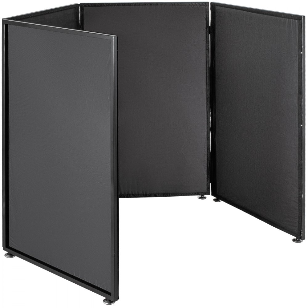 VEVOR 3.6FT Height DJ Facade Booth Portable DJ Event Facade Lightweight Metal Frame DJ Booth Cover 4 Detachable Polyester Sections Foldable Screen for DJ with Travel Bag DJ Front Board White and Black
