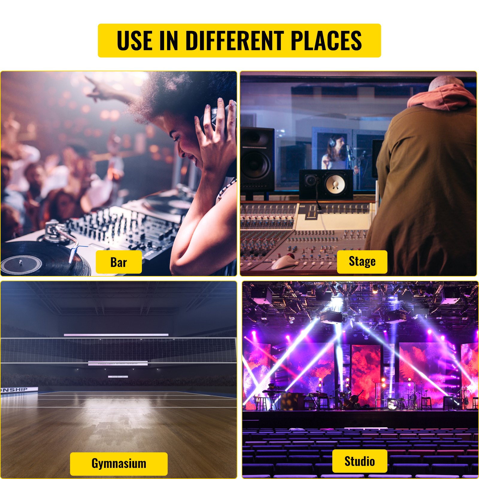 VEVOR 3.6FT Height DJ Facade Booth Portable DJ Event Facade Lightweight Metal Frame DJ Booth Cover 4 Detachable Polyester Sections Foldable Screen for DJ with Travel Bag DJ Front Board White and Black