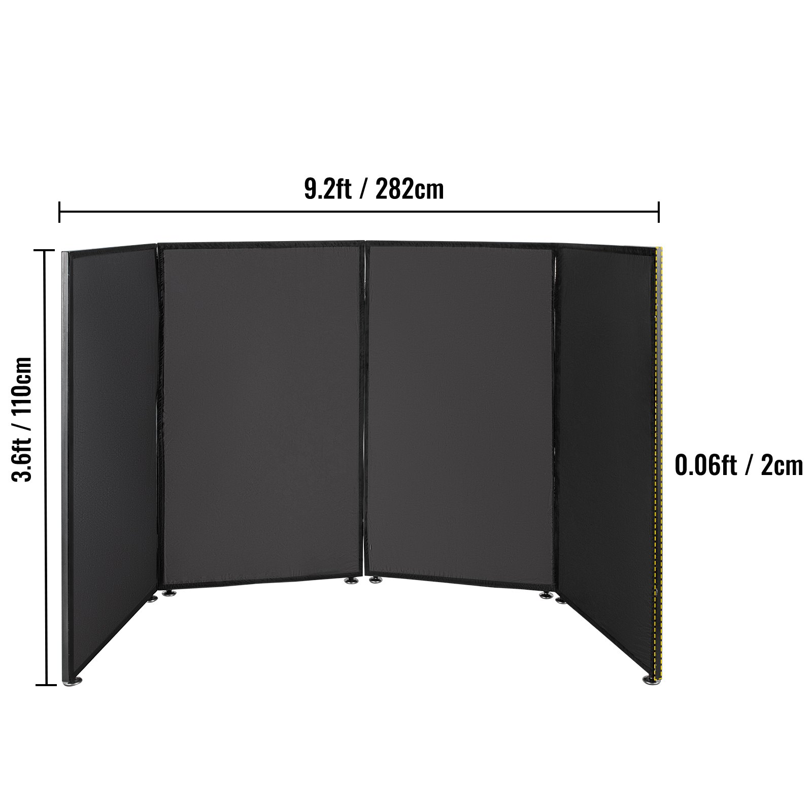 VEVOR 3.6FT Height DJ Facade Booth Portable DJ Event Facade Lightweight Metal Frame DJ Booth Cover 4 Detachable Polyester Sections Foldable Screen for DJ with Travel Bag DJ Front Board White and Black
