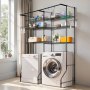 VEVOR Over Washer and Dryer Storage Shelves, 6 Tiers Laundry Room Drying Rack with Hanger Rod and Hooks, Two Rows Adjustable Washer Shelves Space Saver, for Laundry Room Storage & Organization, Black