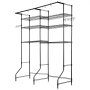 VEVOR Over Washer and Dryer Storage Shelves, 6 Tiers Laundry Room Drying Rack with Hanger Rod and Hooks, Two Rows Adjustable Washer Shelves Space Saver, for Laundry Room Storage & Organization, Black