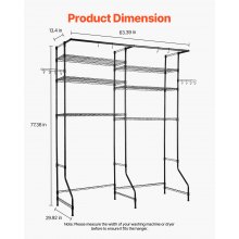 VEVOR Over Washer and Dryer Storage Shelf Two Row 6 Tiers Washer Rack Black