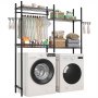 VEVOR Over Washer and Dryer Storage Shelves, 4 Tiers Laundry Room Drying Rack with Hanger Rod and Hooks, Two Rows Adjustable Washer Shelves Space Saver, for Laundry Room Storage & Organization, Black