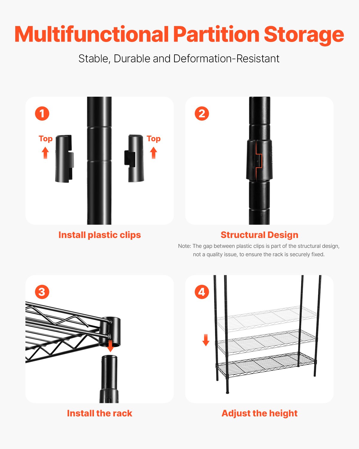 VEVOR Over Washer and Dryer Storage Shelves, 4 Tiers Laundry Room Drying Rack with Hanger Rod and Hooks, Two Rows Adjustable Washer Shelves Space Saver, for Laundry Room Storage & Organization, Black