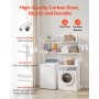 VEVOR Over The Washer and Dryer Storage Shelf, 4 Tier Laundry Room Drying Rack with Hanger Rod and Hooks, Adjustable Over Washer and Dryer Shelves, Laundry Room Shelf Storage Space Saver, White