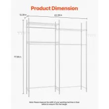 VEVOR Over The Washer and Dryer Storage Shelf, 4 Tier Laundry Room Drying Rack with Hanger Rod and Hooks, Adjustable Over Washer and Dryer Shelves, Laundry Room Shelf Storage Space Saver, White