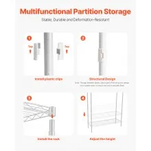 VEVOR Over The Washer and Dryer Storage Shelf, 4 Tier Laundry Room Drying Rack with Hanger Rod and Hooks, Adjustable Over Washer and Dryer Shelves, Laundry Room Shelf Storage Space Saver, White