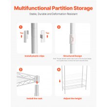 VEVOR Over Washer and Dryer Storage Shelf Two Row 4 Tiers Washer Rack White