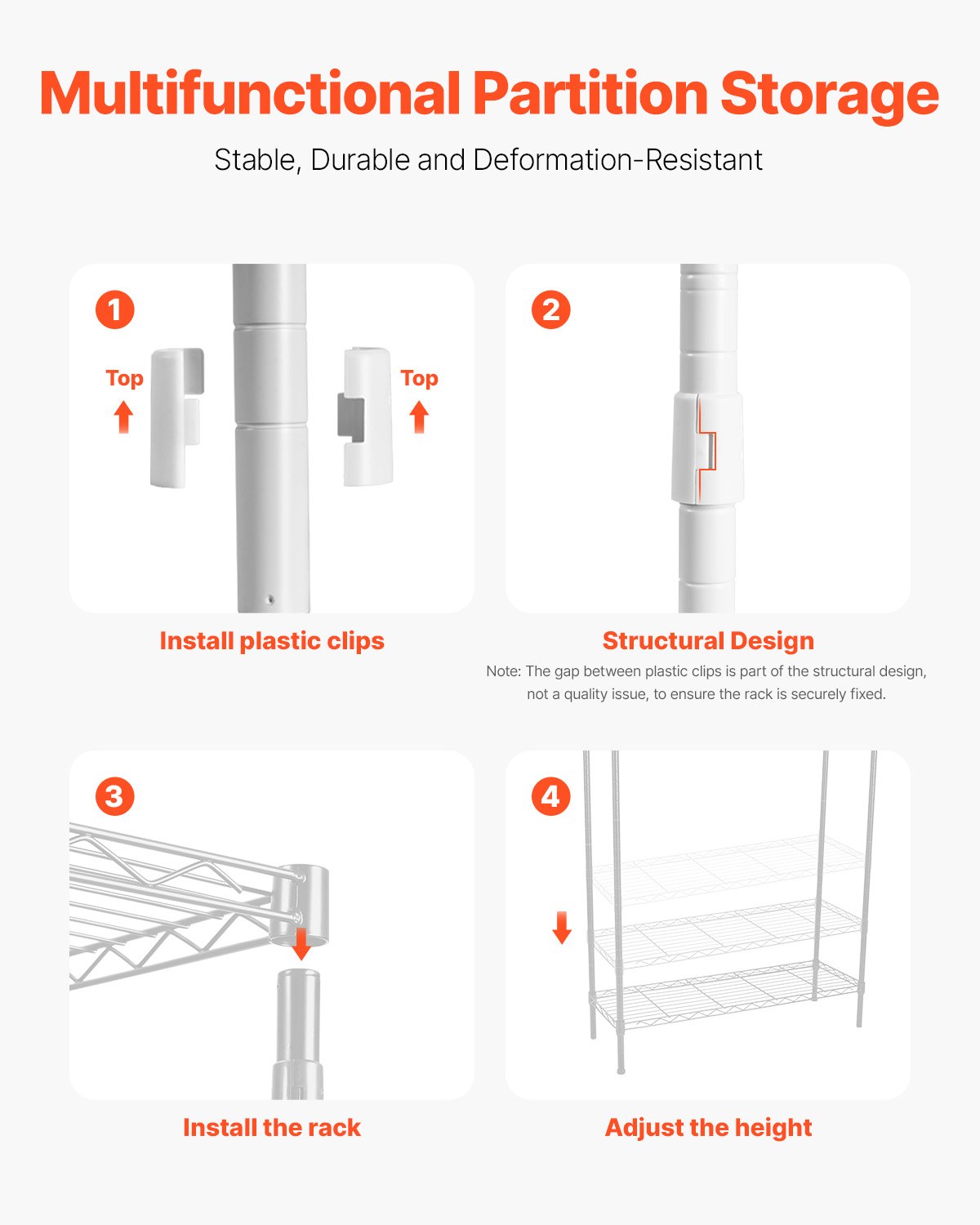 VEVOR Over Washer and Dryer Storage Shelves, 4 Tiers Laundry Room Drying Rack with Hanger Rod and Hooks, Two Rows Adjustable Washer Shelves Space Saver, for Laundry Room Storage & Organization, White