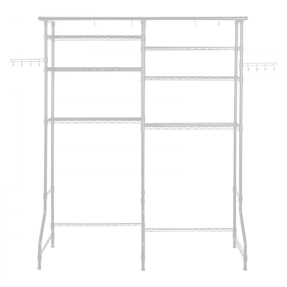 VEVOR Over Washer and Dryer Storage Shelves, 6 Tiers Laundry Room Drying Rack with Hanger Rod and Hooks, Two Rows Adjustable Washer Shelves Space Saver, for Laundry Room Storage & Organization, White
