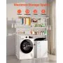 VEVOR Over Washer and Dryer Storage Shelves, 6 Tiers Laundry Room Drying Rack with Hanger Rod and Hooks, Two Rows Adjustable Washer Shelves Space Saver, for Laundry Room Storage & Organization, White