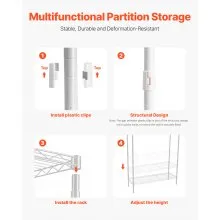 VEVOR Over The Washer and Dryer Storage Shelf, 6 Tier Laundry Room Drying Rack with Hanger Rod and Hooks, Adjustable Over Washer and Dryer Shelves, Laundry Room Shelf Storage Space Saver, White