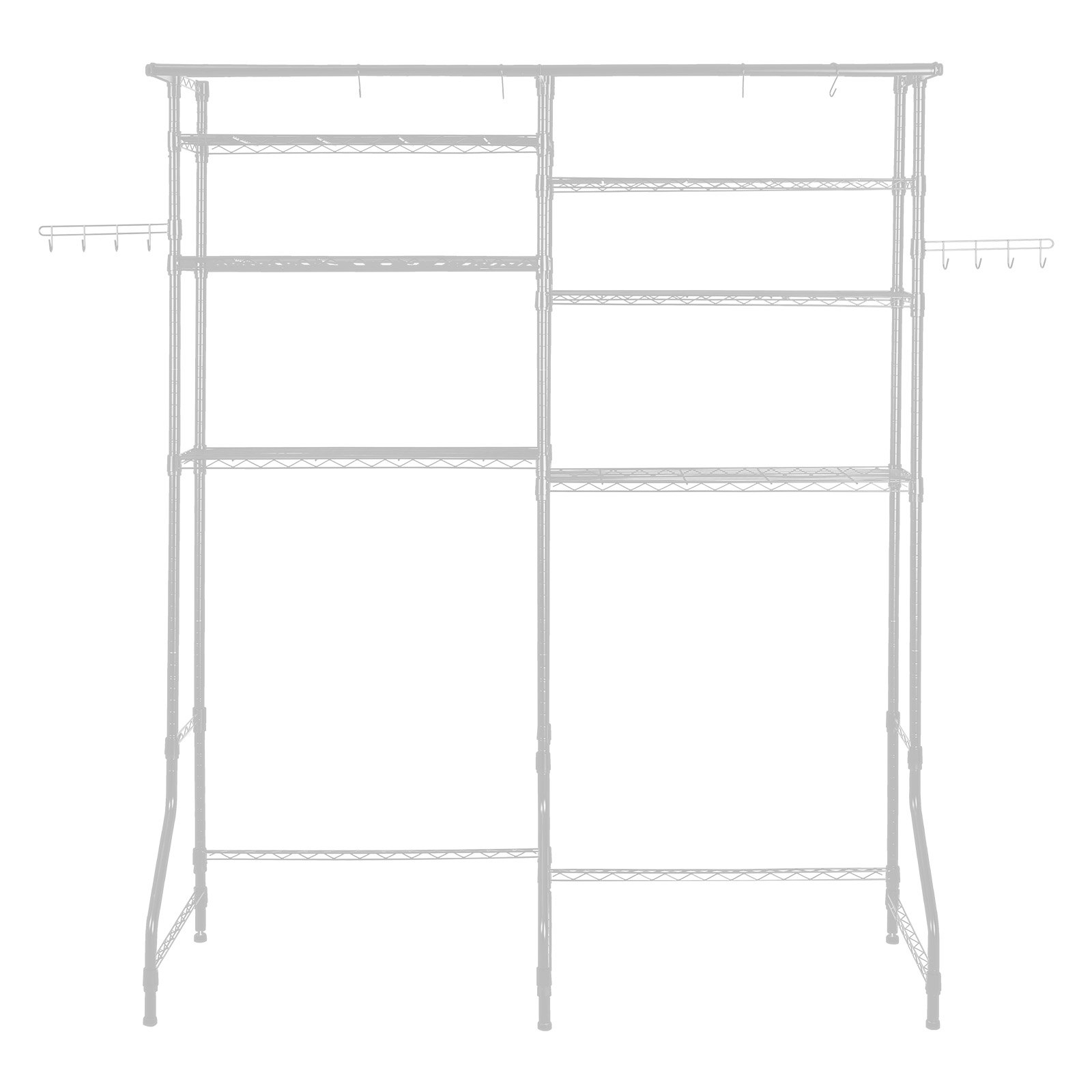VEVOR Over Washer and Dryer Storage Shelves, 6 Tiers Laundry Room Drying Rack with Hanger Rod and Hooks, Two Rows Adjustable Washer Shelves Space Saver, for Laundry Room Storage & Organization, White