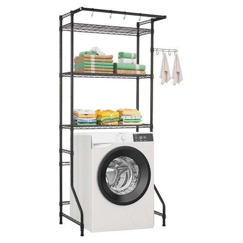 EVOR Over The Washer and Dryer Storage Shelf, 3 Tier Laundry Room Drying Rack with Hanger Rod and Hooks, Adjustable Over Washer and Dryer Shelves, Laundry Room Shelf Storage Space Saver, Black
Visit the VEVOR Store