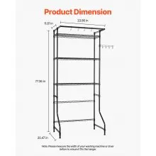 EVOR Over The Washer and Dryer Storage Shelf, 3 Tier Laundry Room Drying Rack with Hanger Rod and Hooks, Adjustable Over Washer and Dryer Shelves, Laundry Room Shelf Storage Space Saver, Black
Visit the VEVOR Store