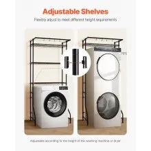 EVOR Over The Washer and Dryer Storage Shelf, 3 Tier Laundry Room Drying Rack with Hanger Rod and Hooks, Adjustable Over Washer and Dryer Shelves, Laundry Room Shelf Storage Space Saver, Black
Visit the VEVOR Store