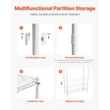 VEVOR Over The Washer and Dryer Storage Shelf, 3 Tier Laundry Room Drying Rack with Hanger Rod and Hooks, Adjustable Over Washer and Dryer Shelves, Laundry Room Shelf Storage Space Saver, White