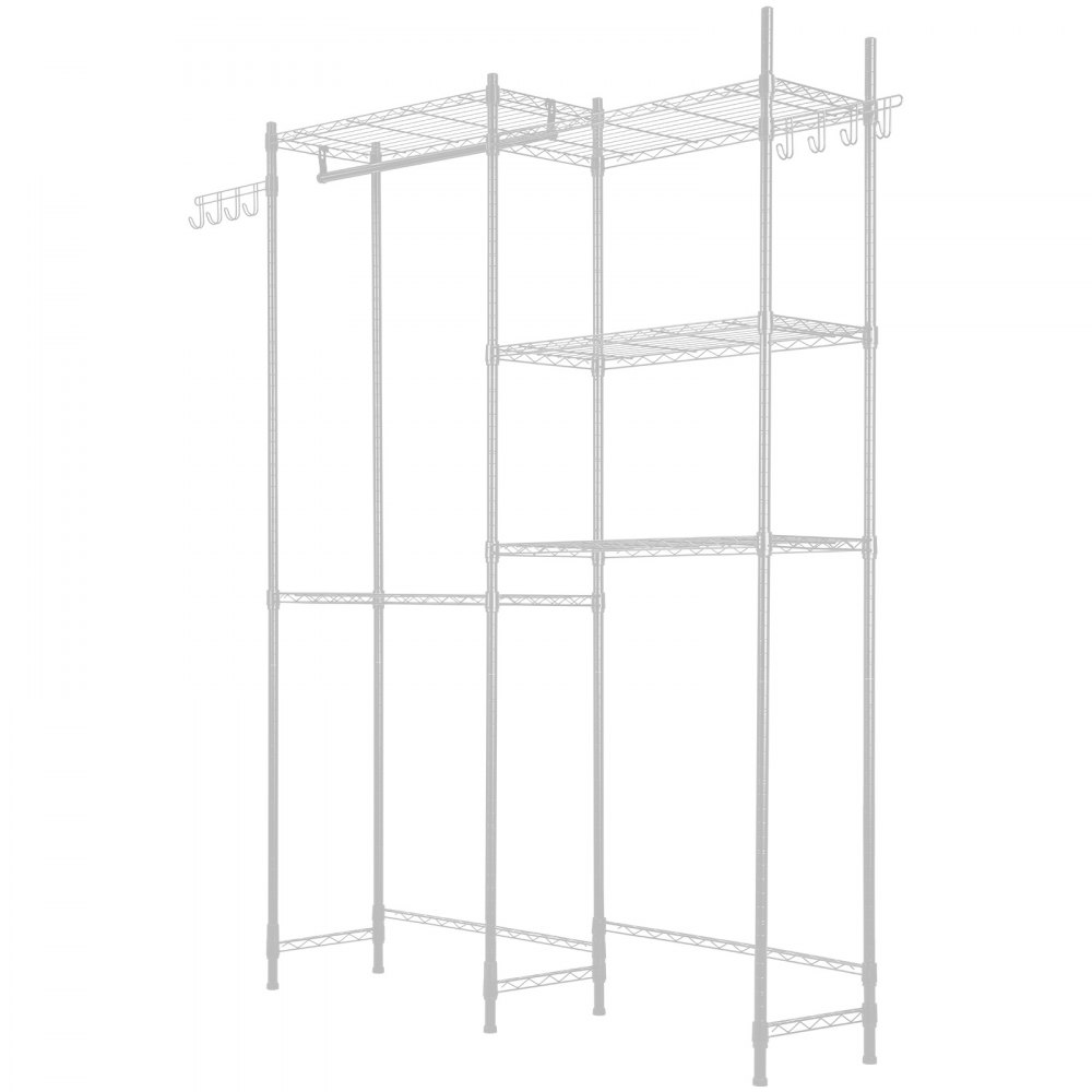 VEVOR Over Washer and Dryer Storage Shelves, 5 Tiers Laundry Room Drying Rack with Hanger Rod and Hooks, Two Rows Adjustable Washer Shelves Space Saver, for Laundry Room Storage & Organization, White