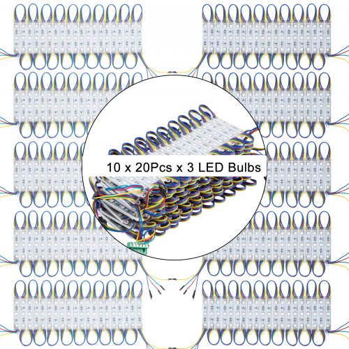 VEVOR Storefront Lights RGB SMD5050 20 Colors Window LED Light 100Ft 200Pcs 3 LED Module Light,Waterproof Business Decorative Light with Adhesive-for Store Indoor Outdoor DIY Application