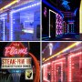 VEVOR storefront lights: vibrant signs and illuminated entrances at various locations.