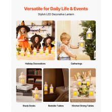 VEVOR 12 Pcs Decorative Candle Lantern, LED Electric Flameless Candle, Plastic LED Holder with Glass, Wall Hanging Indoor Porch Lanterns for Wedding Table Party Farmhouse Indoor Decor, White