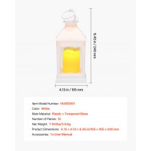 VEVOR 12 Pcs Decorative Candle Lantern, LED Electric Flameless Candle, Plastic LED Holder with Glass, Wall Hanging Indoor Porch Lanterns for Wedding Table Party Farmhouse Indoor Decor, White