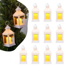VEVOR 12 Pcs Decorative Candle Lantern, LED Electric Flameless Candle, Plastic LED Holder with Glass, Wall Hanging Indoor Porch Lanterns for Wedding Table Party Farmhouse Indoor Decor, White