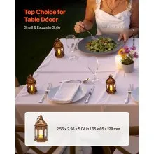 VEVOR 12 Pcs Decorative Candle Lantern, LED Electric Flameless Candle, Plastic LED Holder with Glass, Wall Hanging Indoor Porch Lanterns for Wedding Table Party Farmhouse Indoor Decor, Bronze