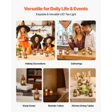 VEVOR 12 Pcs Decorative Candle Lantern, LED Electric Flameless Candle, Plastic LED Holder with Glass, Wall Hanging Indoor Porch Lanterns for Wedding Table Party Farmhouse Indoor Decor, Bronze