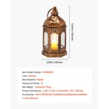 VEVOR 12 Pcs Decorative Candle Lantern, LED Electric Flameless Candle, Plastic LED Holder with Glass, Wall Hanging Indoor Porch Lanterns for Wedding Table Party Farmhouse Indoor Decor, Bronze