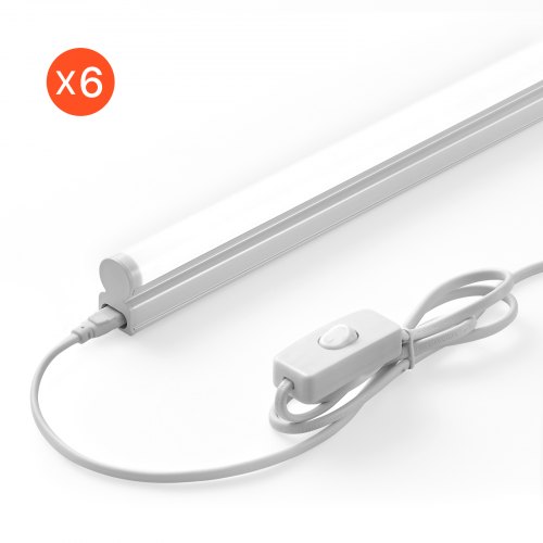 VEVOR LED Shop Light, 6 Pack T5 Integrated Single Fixture, 4FT, 2200lm, 6500K Linkable LED Tube Light, Corded Electric with ON/Off Switch, Suitable for Garage Warehouse Workbench Workshop