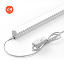 6Pack 4FT LED Shop Light T5 Integrated Single Fixture Linkable LED Tube Light