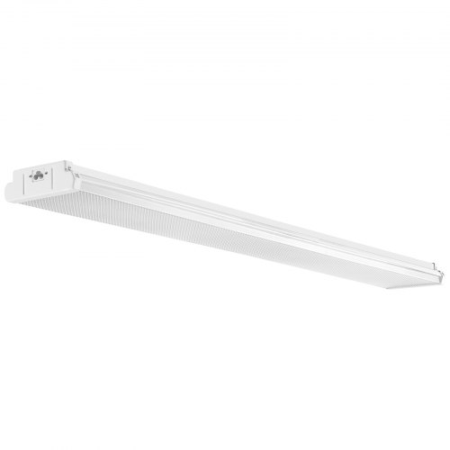 2-Light White Fluorescent Wraparound Steel Ceiling Fixture with White Euro-Style Acrylic Lens